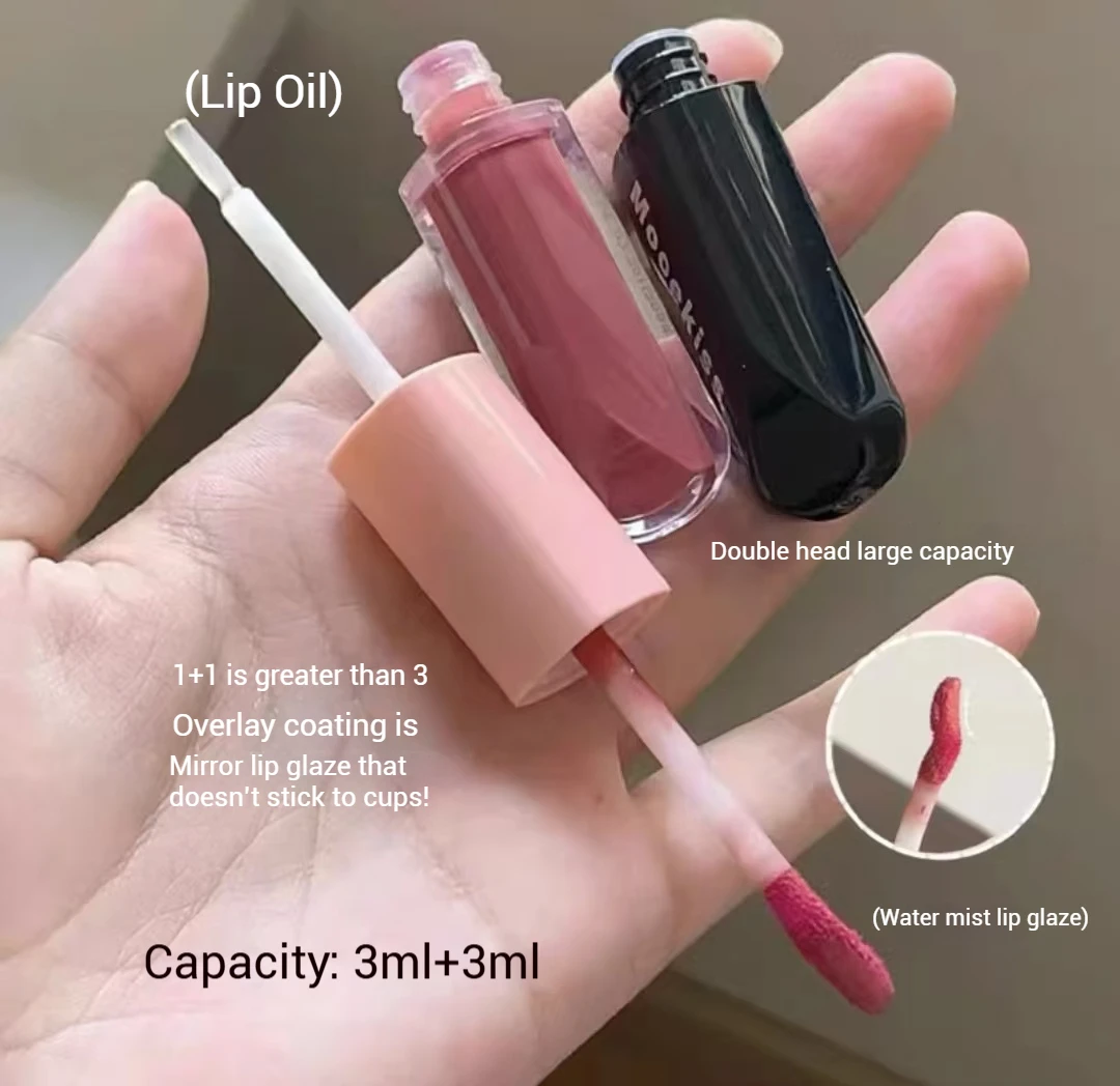 Mooekiss Double-headed Lipstick Long-lasting Non-stick Cup Film-forming Mirror Lip Glaze Liquid Lipstick Beauty Lip Gloss 3.2g