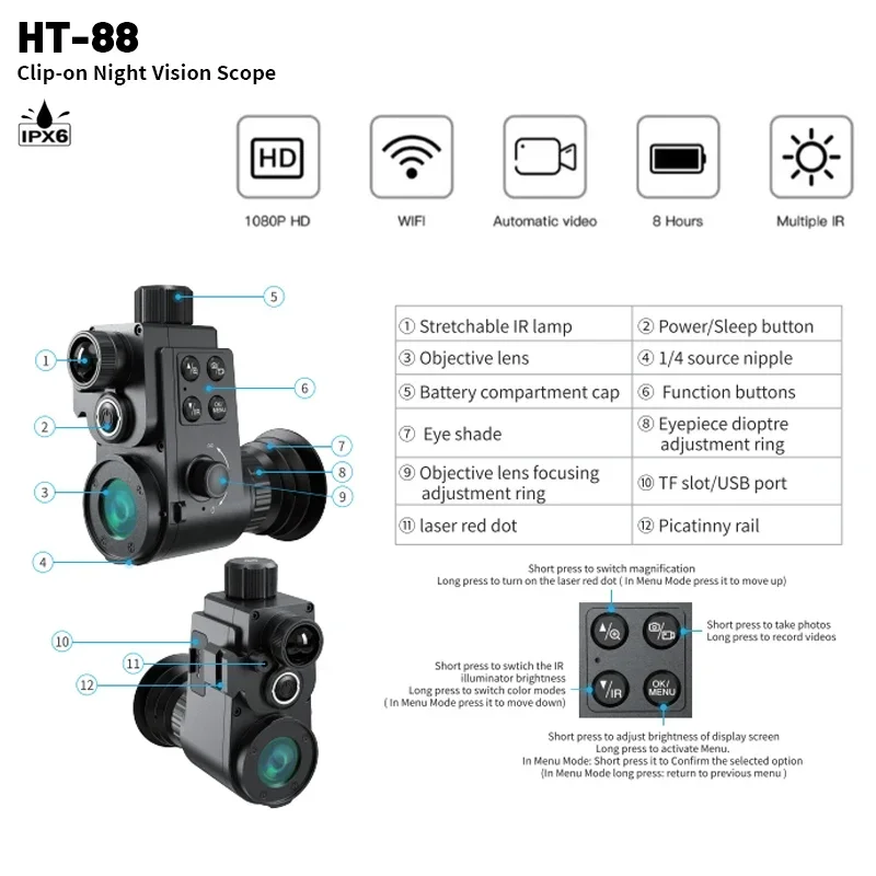 Imagem -03 - Sytong-mini Câmera Digital de Visão Noturna ir Sight Scope Riflescope Ponto Laser com o Objetivo de Caçar Ht88