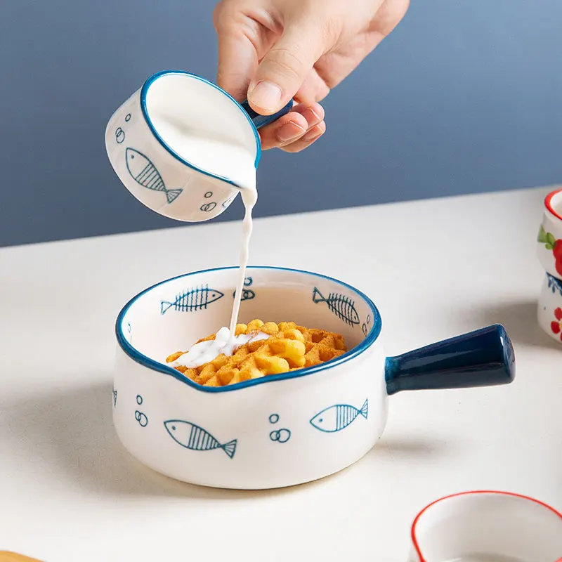 Ceramic Mini Milk Pot with Handle Creamer Pitcher Sauce Dish Coffee Accessory Small Milk Jug & Milk Cup