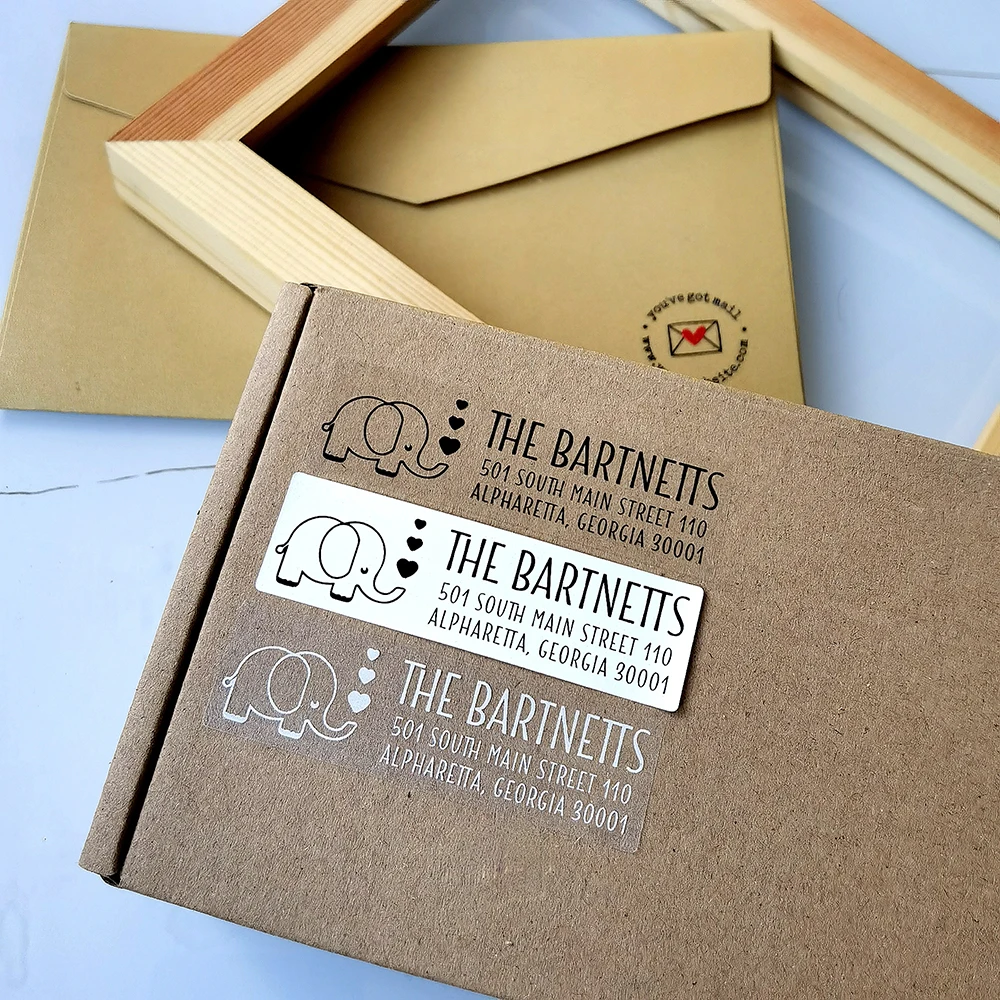 48pcs 20X70mm Custom Wedding Favor and Gift Tags Customization Address Stickers Cartoon Notification Letter Logo