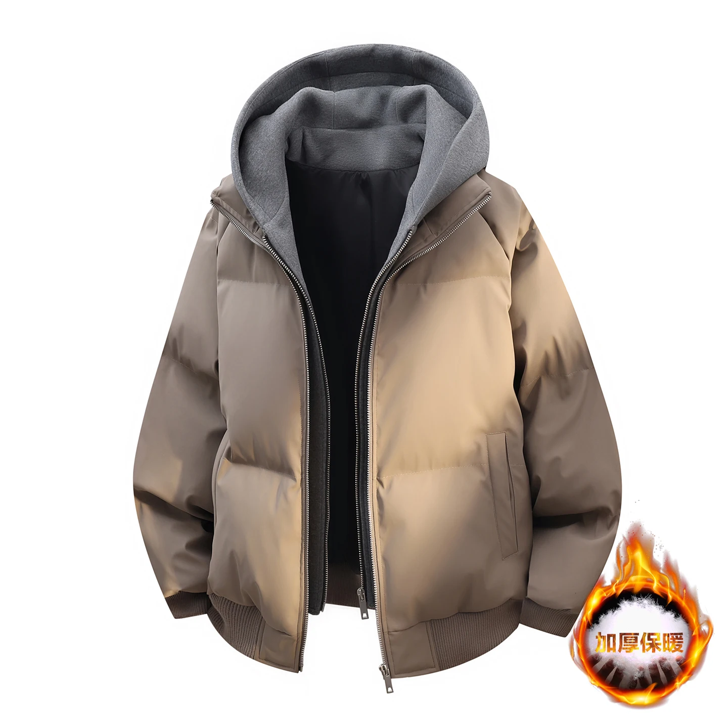 

Two pieces of thick and warm PU cotton-padded clothes for teenagers in autumn and winter, a trendy Hong Kong-style holiday for m