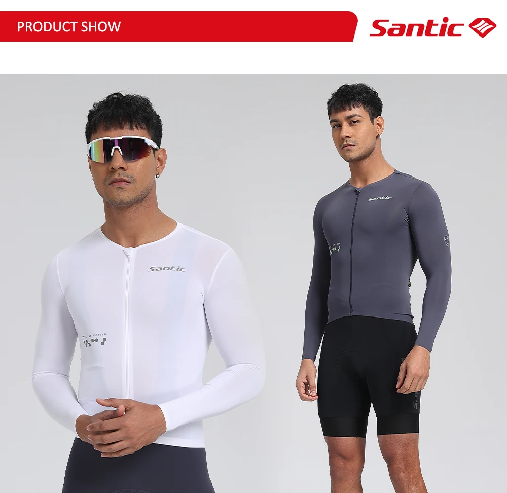 Santic Herren-Radtrikots, langärmelig, Fahrradtrikot, Sonnenschutz, atmungsaktiv, hochelastisch, für Outdoor-Training – Detail 9