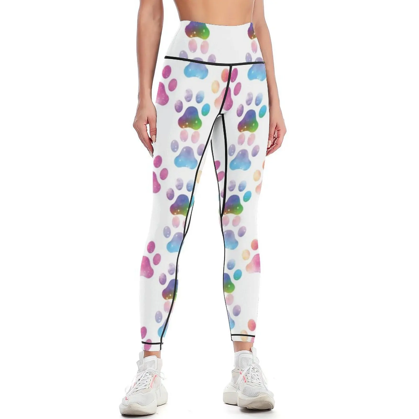 

Colourful Watercolour Paw Print Leggings workout shorts Sports pants for Womens Leggings