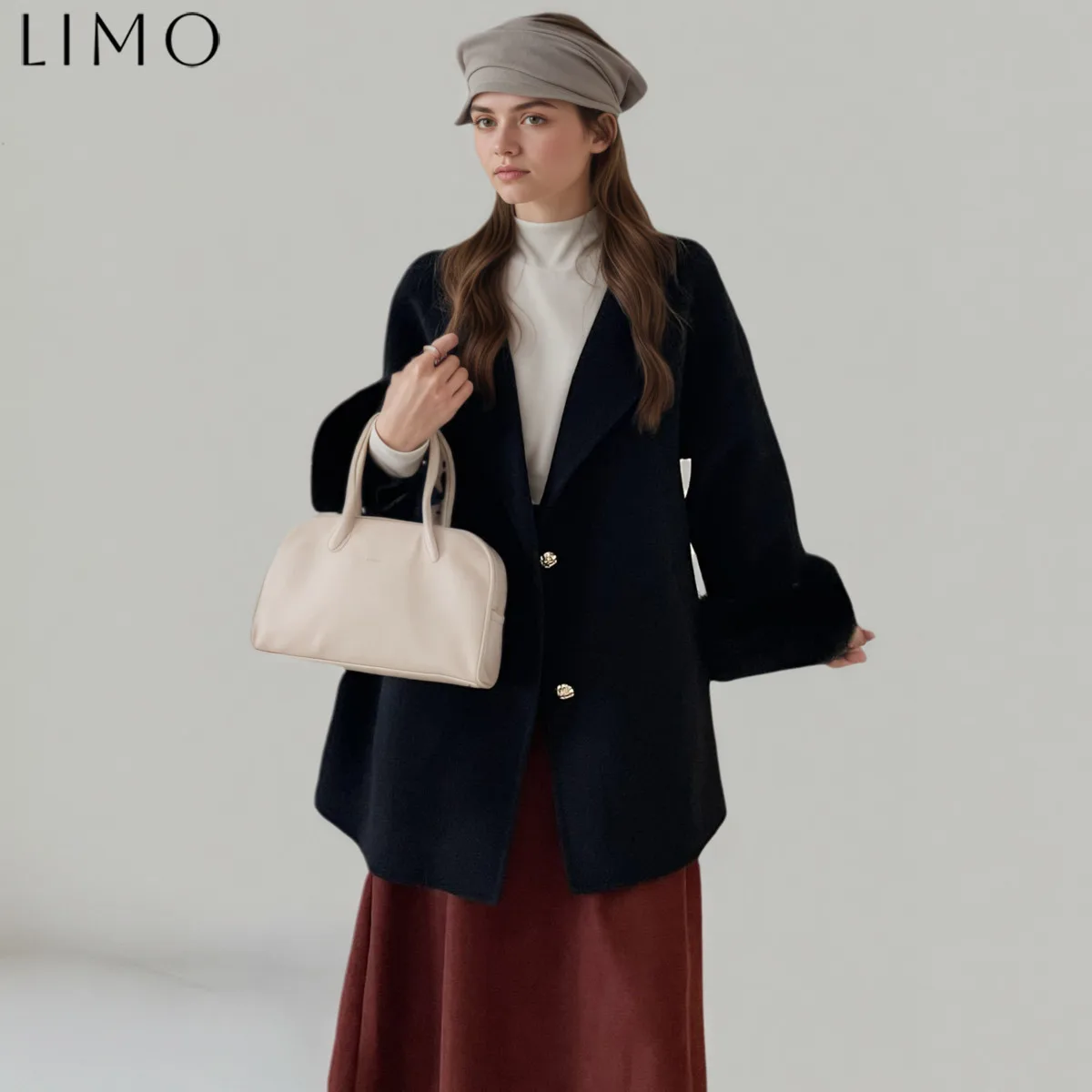 

LIMO Women's Short Wool-Cotton Coat 2025 Autumn Winter Commute Travel-Friendly Stylish Sleeves Easy Wear Outfit Outerwear