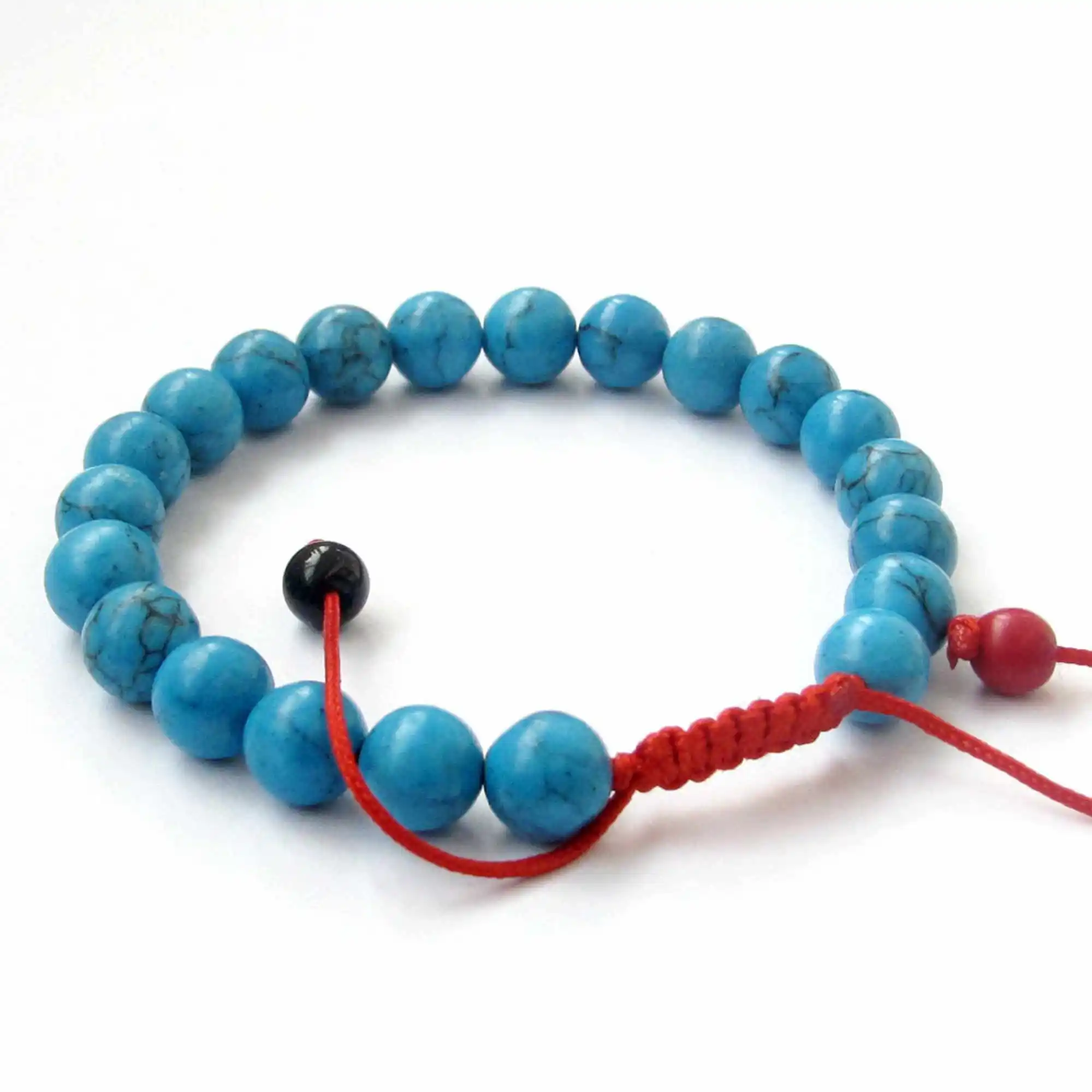 

10mm Natural Blue Howlite Turquoise Bracelet Tibet Prayer Bead Chain Semi-Precious Stones Karma Men Bohemian Yoga