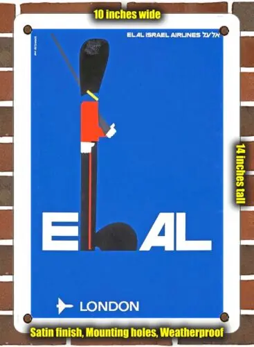 METAL SIGN - 1970 El Al Airlines London - 10x14 Inches