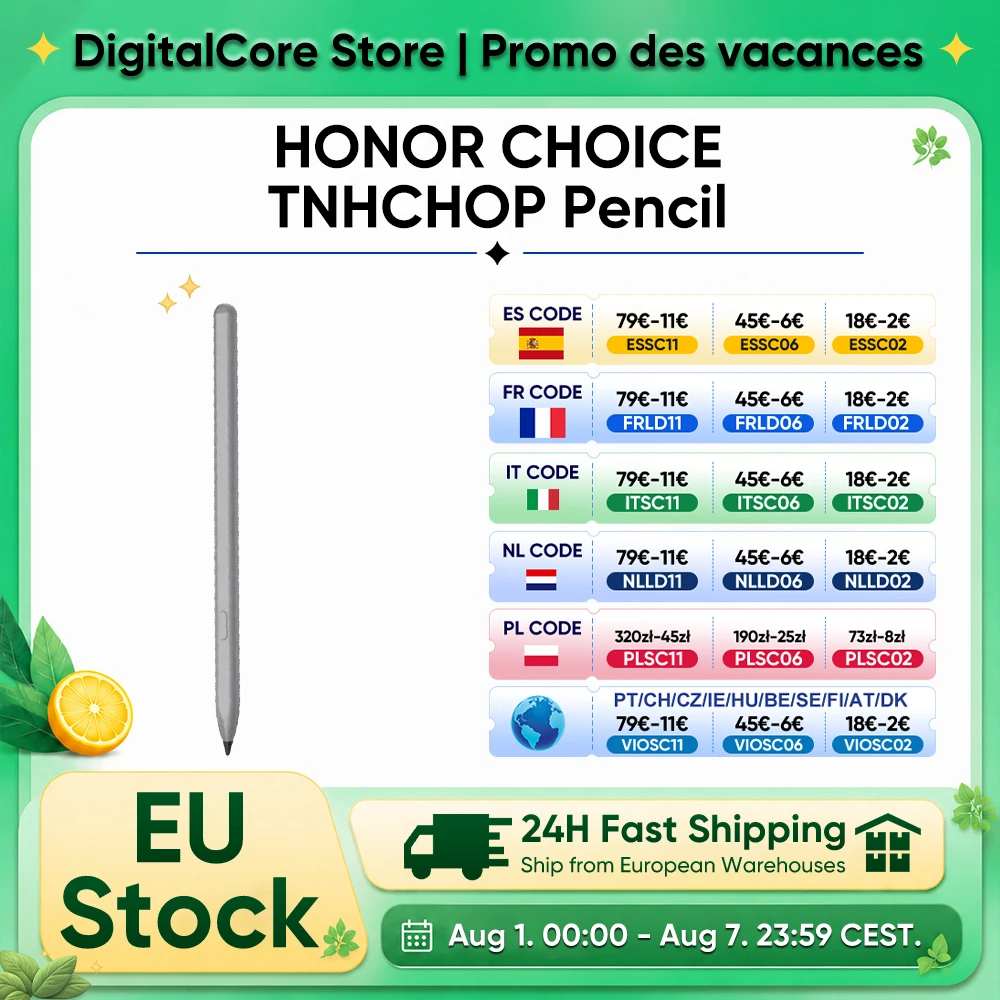 Stylet HONOR CHOICE TNHCHOP à détection de pression 4096 niveaux, ultra faible latence, anti-erreur de pression, pour HONOR Pad 9, Pad X9a et Pad 10