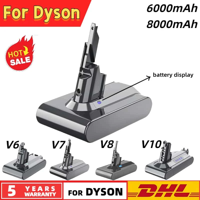 

8000mAh for Dyson V6 V7 V8 V10 Rechargeable Bateria SV10 SV11 SV12 SV09 Vacuum Cleaner Battery DC58 Battery for Sony Battery Cel