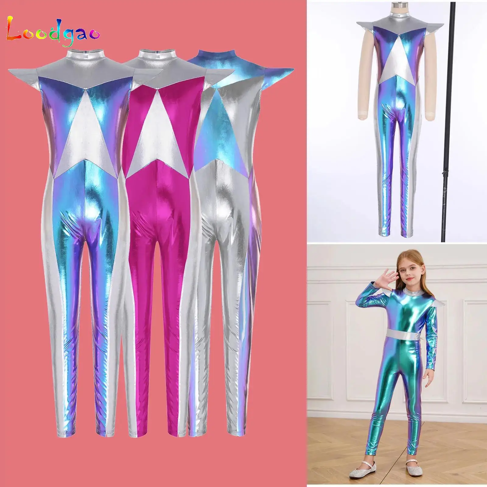

Girls Cosplay Alien Robot Costume Outerspace Astronaut Role Play Full Length Bodysuit Halloween Carnival Roleplay Performance