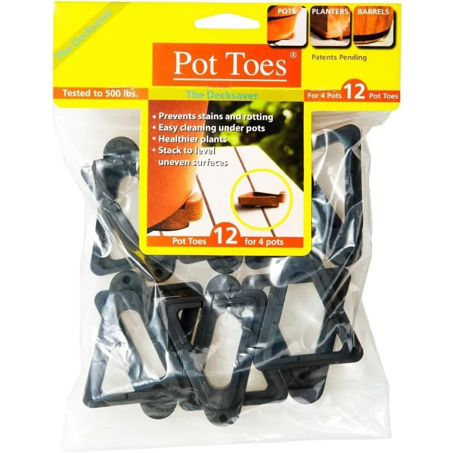 

Pot Toes Plant Pot Risers for Indoor and Outdoor Prevent Stains and Rotting on Wood Cement and Tile Black Pack of 12