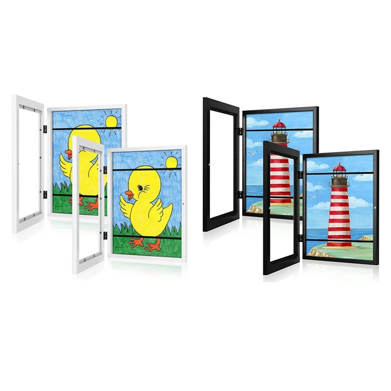 SEWS-Kids Art Frames, Front Opening Kids Artwork Frames Changeable, Artwork Display Storage Frame For A4 Paper - 2PCS