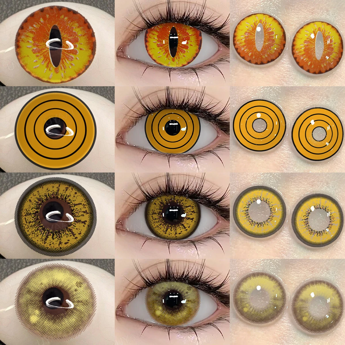 UYAAI Cosplay Farbige Kontaktlinsen Make-up Farbige Schüler Kosmetik Halloween Kontakt Gelbe Linse Weiße Cosplay-Linse Rote Linsen