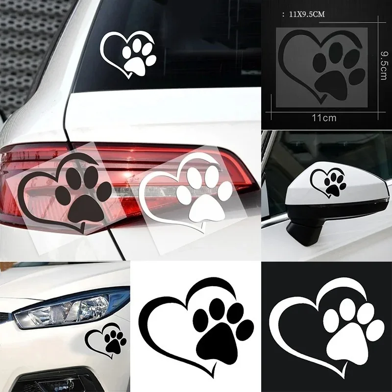 Car Sticker Cute Dog Paw with Peach Heart  Cool Design Paw Animal  Foot Prints Footprint Auto Motorcycles Vinyl Decal,