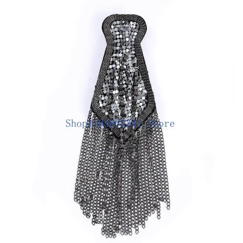 5asd Rhinestones Epaulet Uniform Shoulder Badge Pin Stage Performers Garment Accessory