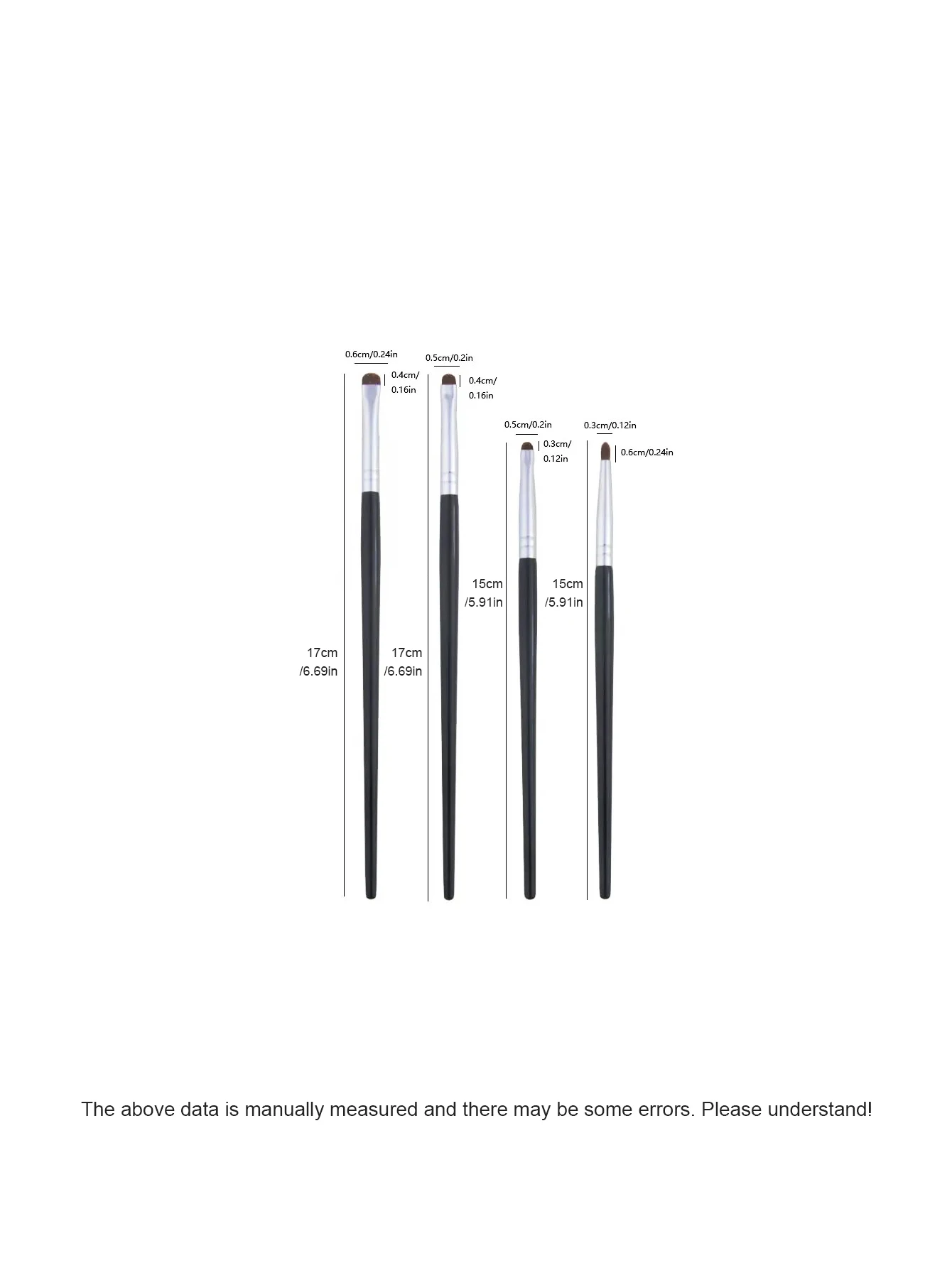 1 set van 4 zwarte oogdetail make-upborstels ponyhaar precisie oogschaduw liggende zijderups verhelderende eyeliner applicator klein