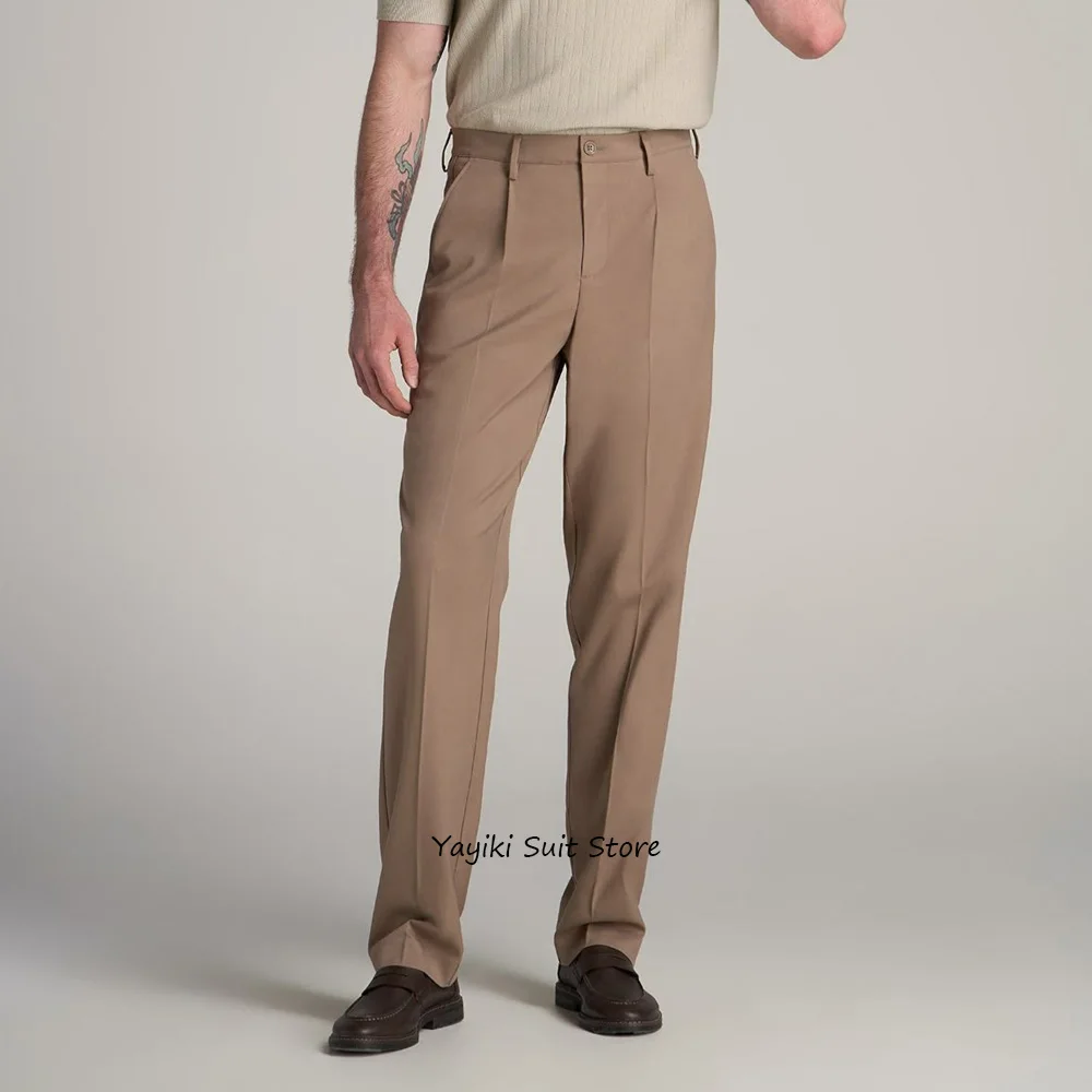 

Прямые брюки, мужские однотонные брюки для мужчин, удобные брюки из полиэстера, деловая повседневная рабочая пошивная классическая одежда