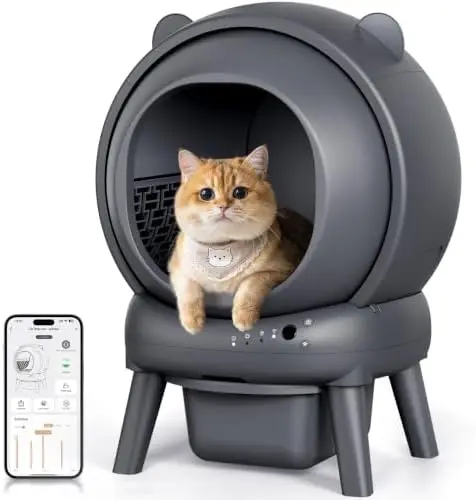 Automatic Self Cleaning Litter Box, App Control with Safety Sensors | Automatic Cat Litter Box, Noise & Odor Control