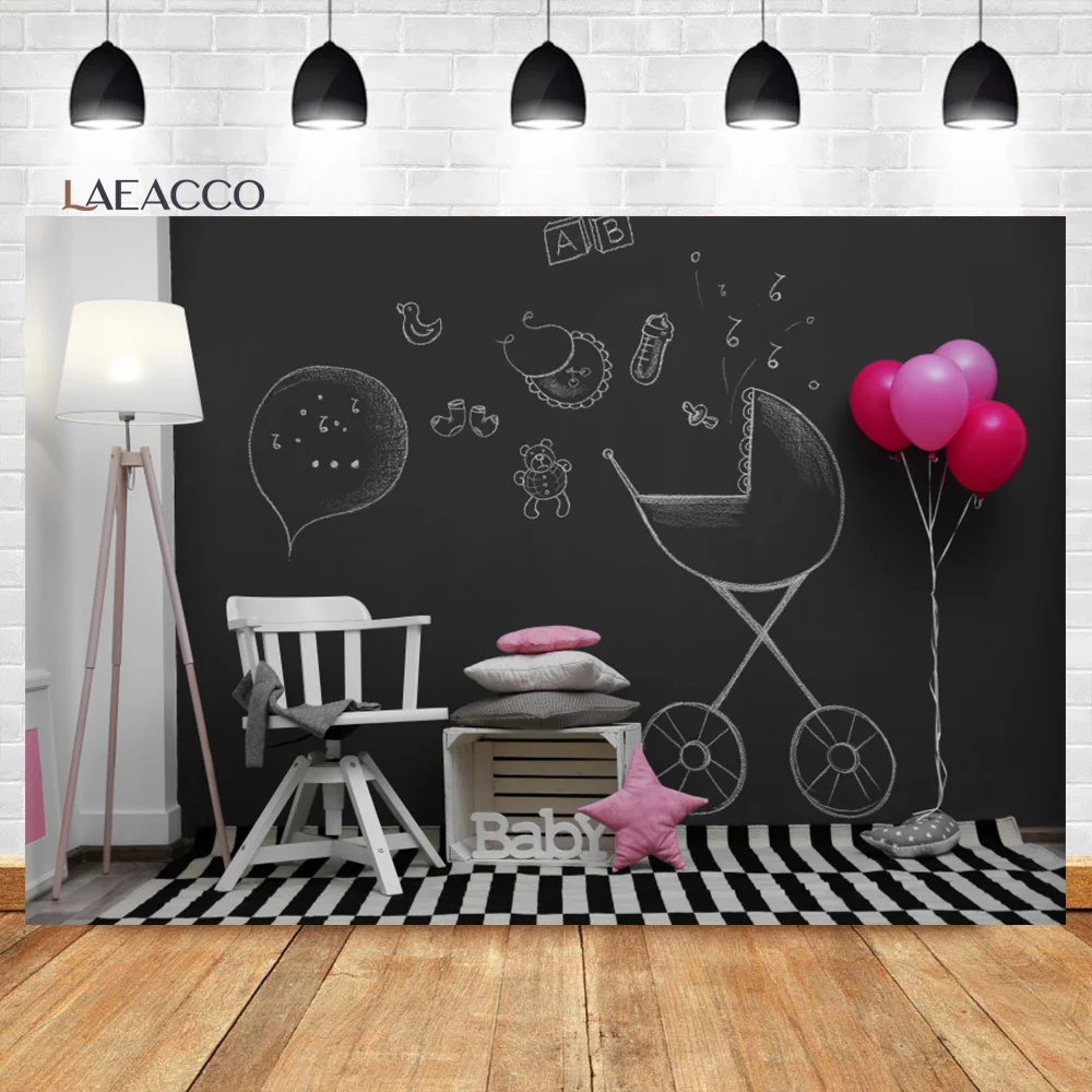 Laeacco Sơ Sinh Sinh Nhật Hình Nền Bóng Mây Hoa Quà Tặng Biểu Ngữ Tùy Chỉnh Chụp Ảnh Phông Nền Chụp Ảnh Phòng Thu