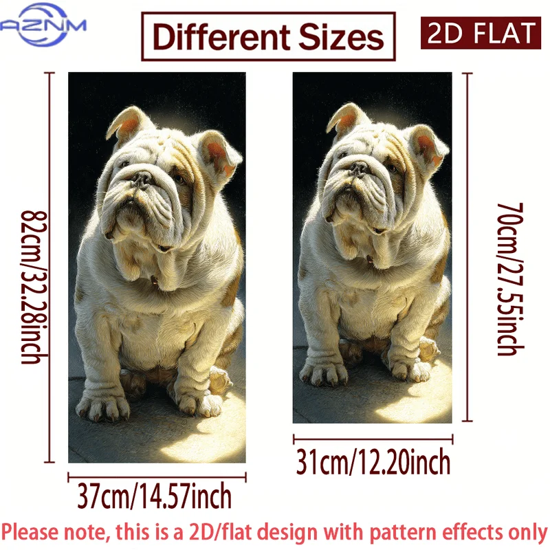 2D/FLAT-English Bulldog Decorative Trash Can Sticker Self - Adhesive PVC Wall Sticker Realistic Pet - Style Decal Waterproof S