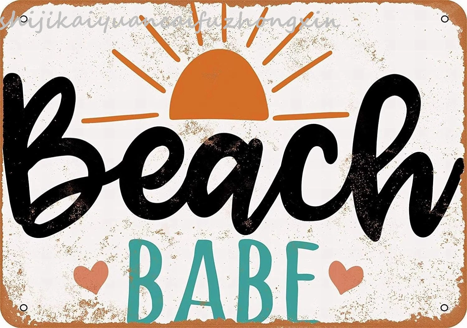 1 pack 12 x 8 Metal Sign - Beach Babe - Vintage Wall Decor Home Decor