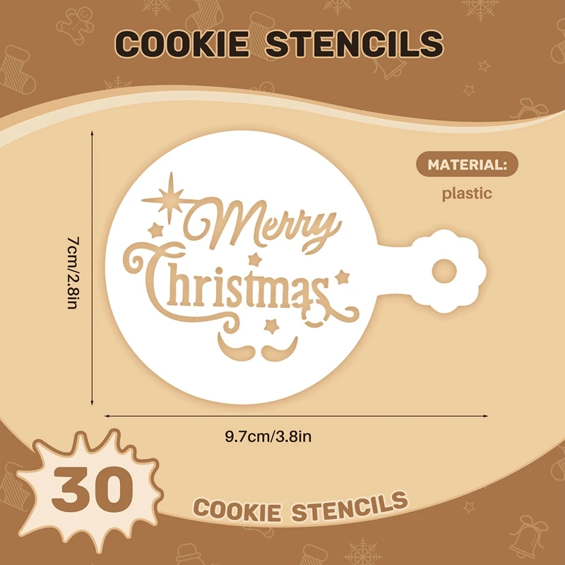 30 Pieces Cookie Stencils Cake Templates Coffee Stencils Reusable Painting Cake Stencil Templates Embossing Moulds