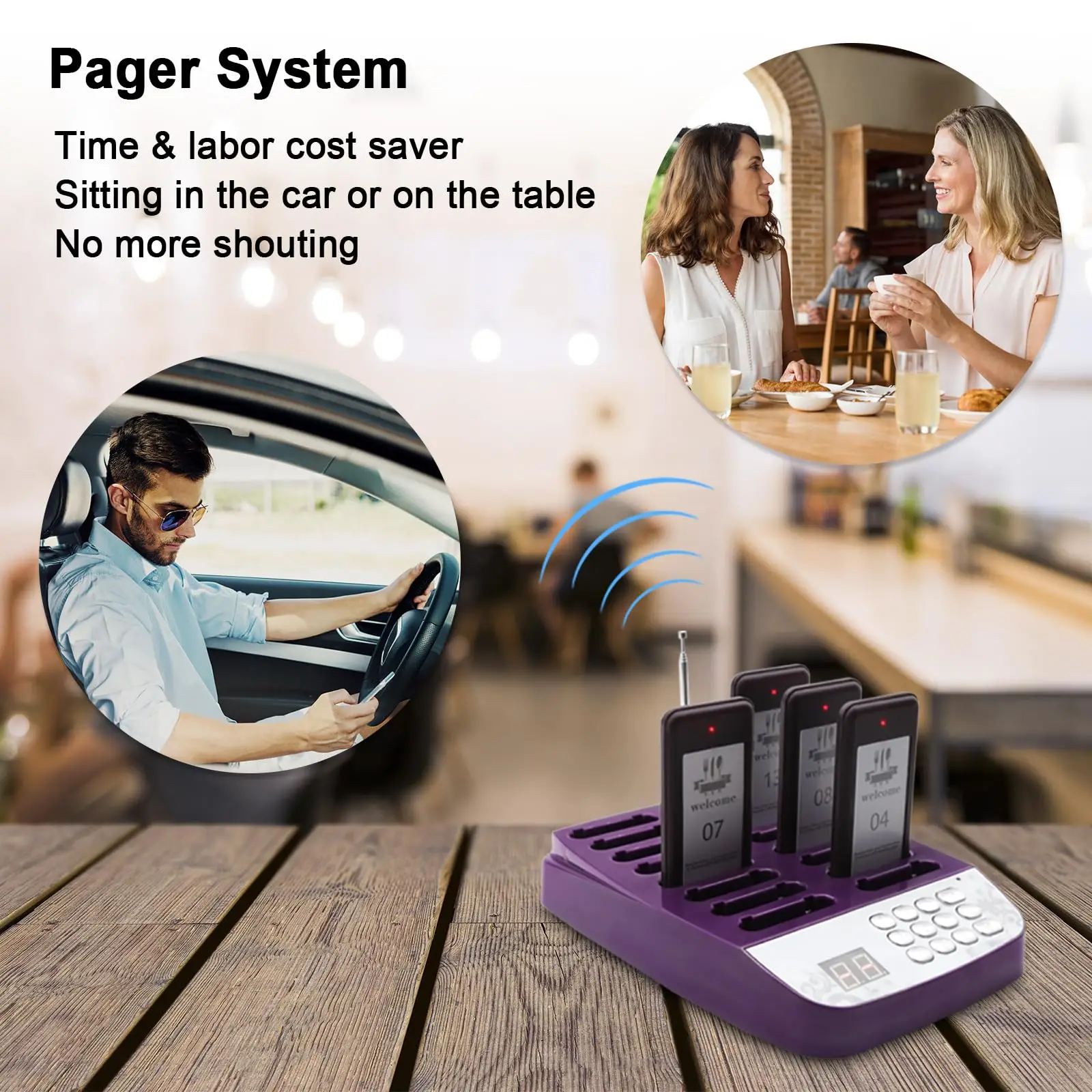 2025 hot sale Daytech RP01 Cafe Customer Call Queue Management System Vibrating Paging System Calling coaster Pager for Restaura