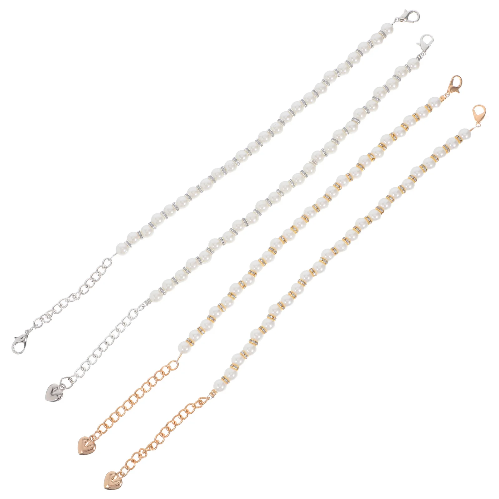 

2Pairs Faux Pearl Beaded High Heel Shoe Laces Anti Drop Ankle Straps Detachable Shoe Accessories for Heels Heels Ankle Straps