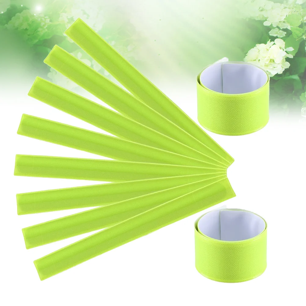 

10 pcs Reflective Wrist Band Adjustable Safety Armband For Night Running Walking Hiking Yellow Pvc Slap Bracelet Camping Outdoor