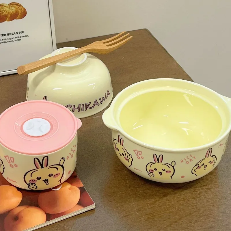 

Sweet Chiikawa Kawaii Sanrio Anime Noodle Bow Cute Cartoon Baby Toys Ceramic Tableware Bowl Lovely Home Gifts for Girls
