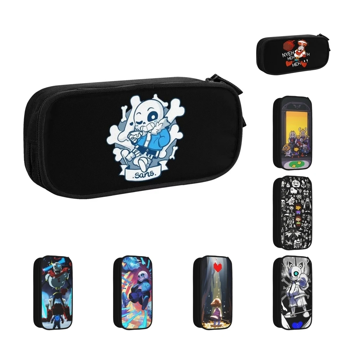 Undertales Megalovania Sans Chibi Pencil Case Classic Pen Bag Game Student Large Storage School Supplies Zipper Pencil Box