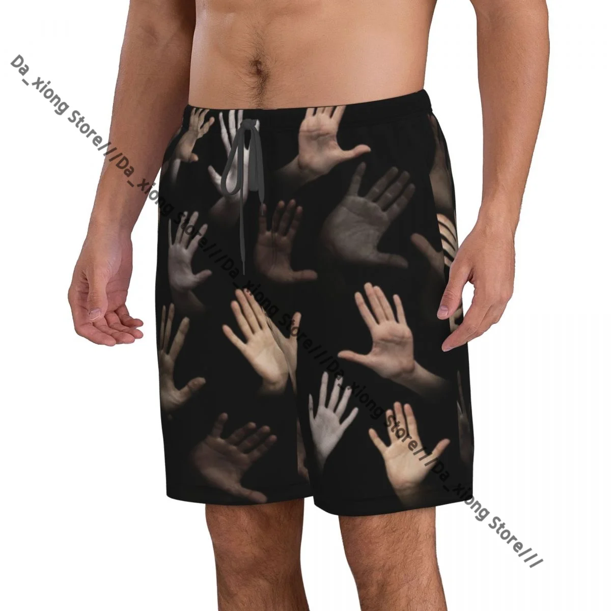 Human Hands Palms Of Different People Of Diverse Quick Dry Swimming Shorts For Men Swimwear Swimsuit Trunk Bathing Beach Wear