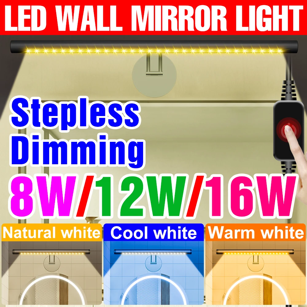 

LED Bathroom Mirror Light Makeup Table Wall Lamps USB Touch Dimming Vanity Light For Decoration Bedroom Dressing Room Mirrors