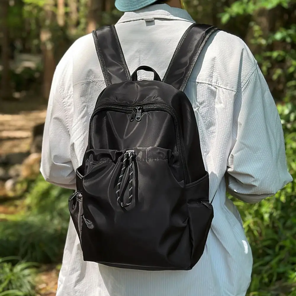 

Small Pack Sport Nylon Backpack Solid Color Handbag Solid Color Shoulder Bag Sport Multiple Pockets Casual Backpack Students