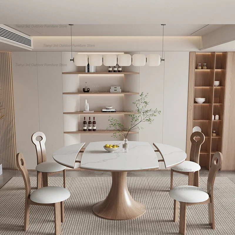 Italian Style Stretchable High-end Dining Table Modern Multifunctional Restaurant Island Kitchen table  Luxury Elegant Furniture