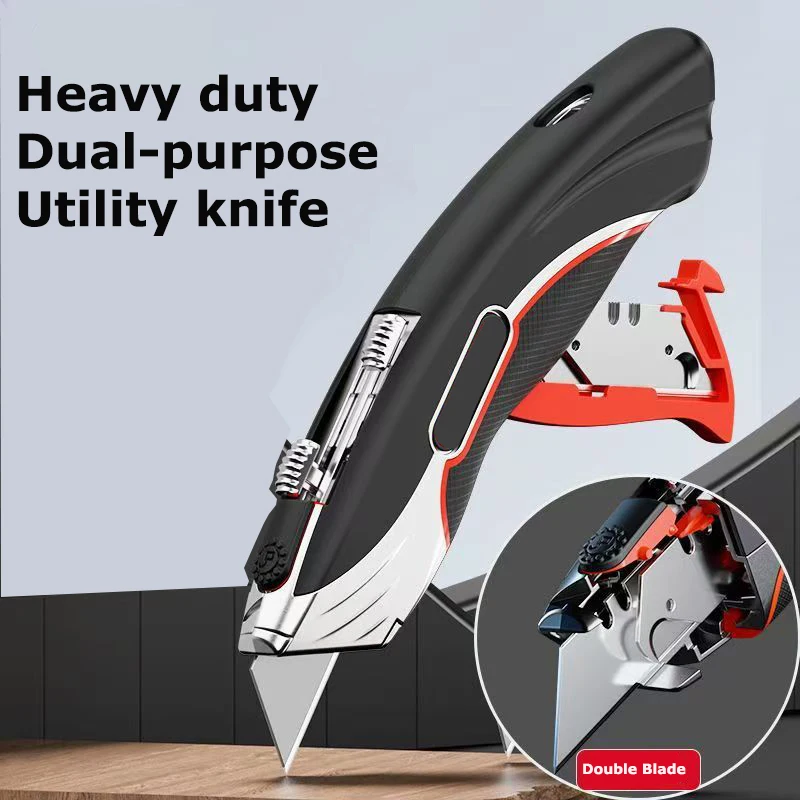 Multifunction Utility knife T Shape OX Horn Double Cutterheads Professional Cutters Heavy Duty Folding Cable Stripping Supplies