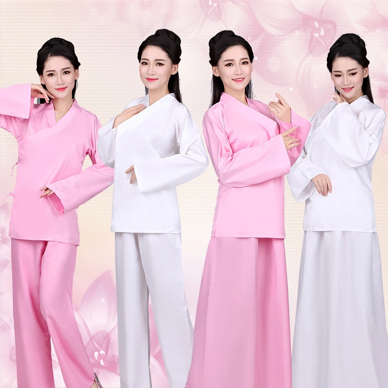 Hanfu Oude Chinese Kostuum Vrouwen Lange Broek Tops Set Wit Roze Slapen Innerlijke Slijtage Mannelijke Vrouwelijke Unisex Nachtkleding Prestaties