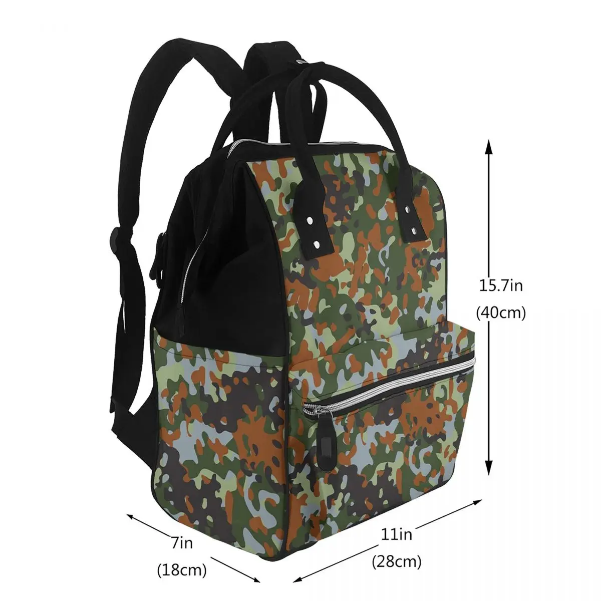 Splintertarn German WW2 Camouflage Army Military Camo Student Backpack School Bag Hiking Travel Daypack for Men Women Bookbag