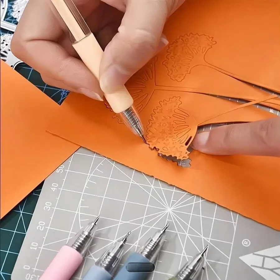 6/2pcs Wrapping Cutting Utility Pen Knife Retractable Press Hand Account Pen Knife Creative Art Paper Cutting Tool for Student