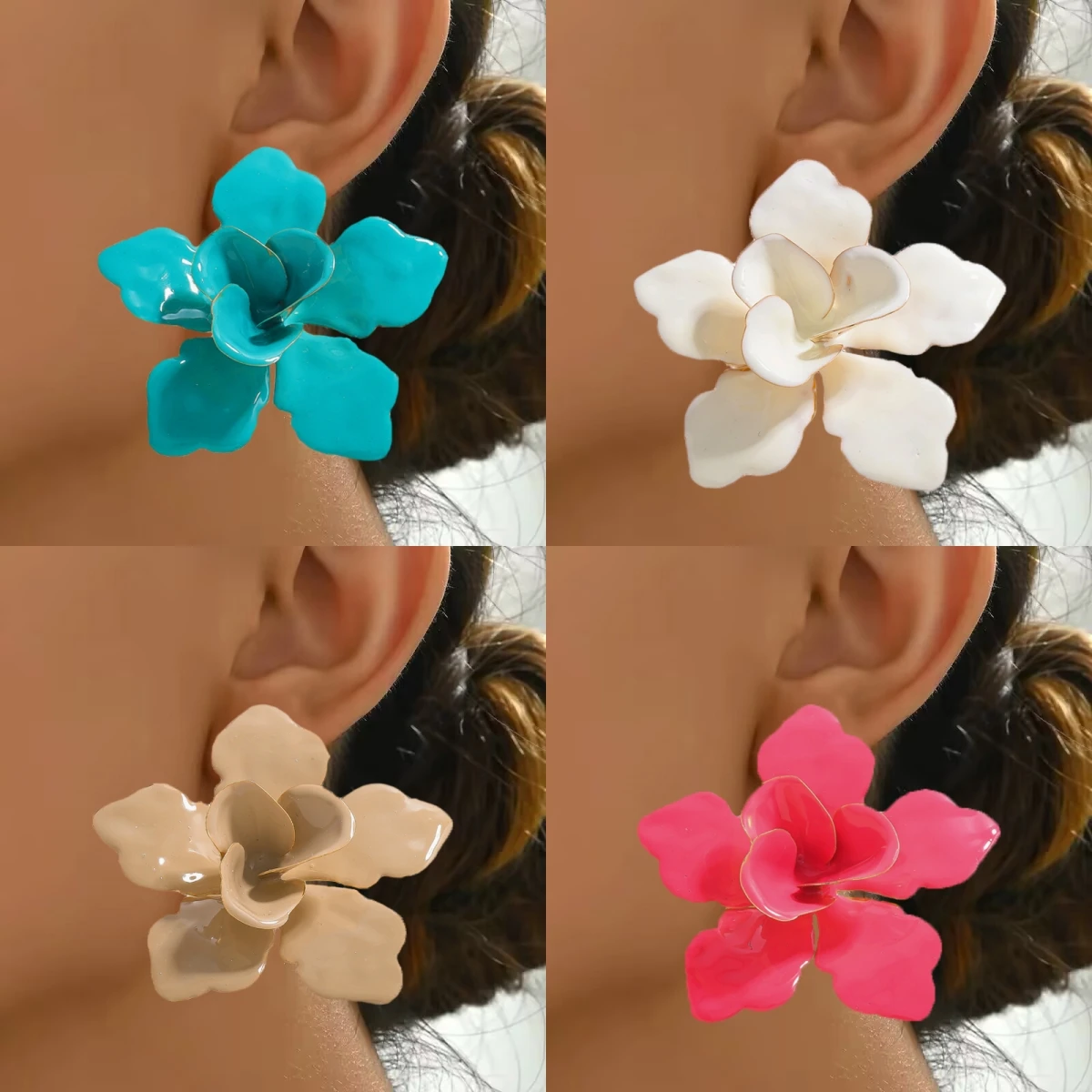 Pendientes bohemios de nuevo diseño exagerados con forma de flor para mujer, joyería colorida con forma de gota de aceite para boda, novia, accesorios para vacaciones de verano, regalo