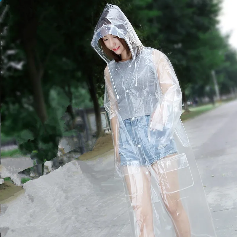 Transparent Long Raincoat Women Men,Rain Coat Poncho Travel Chubasqueros Impermeables Fashion Show Hooded Protective Suit