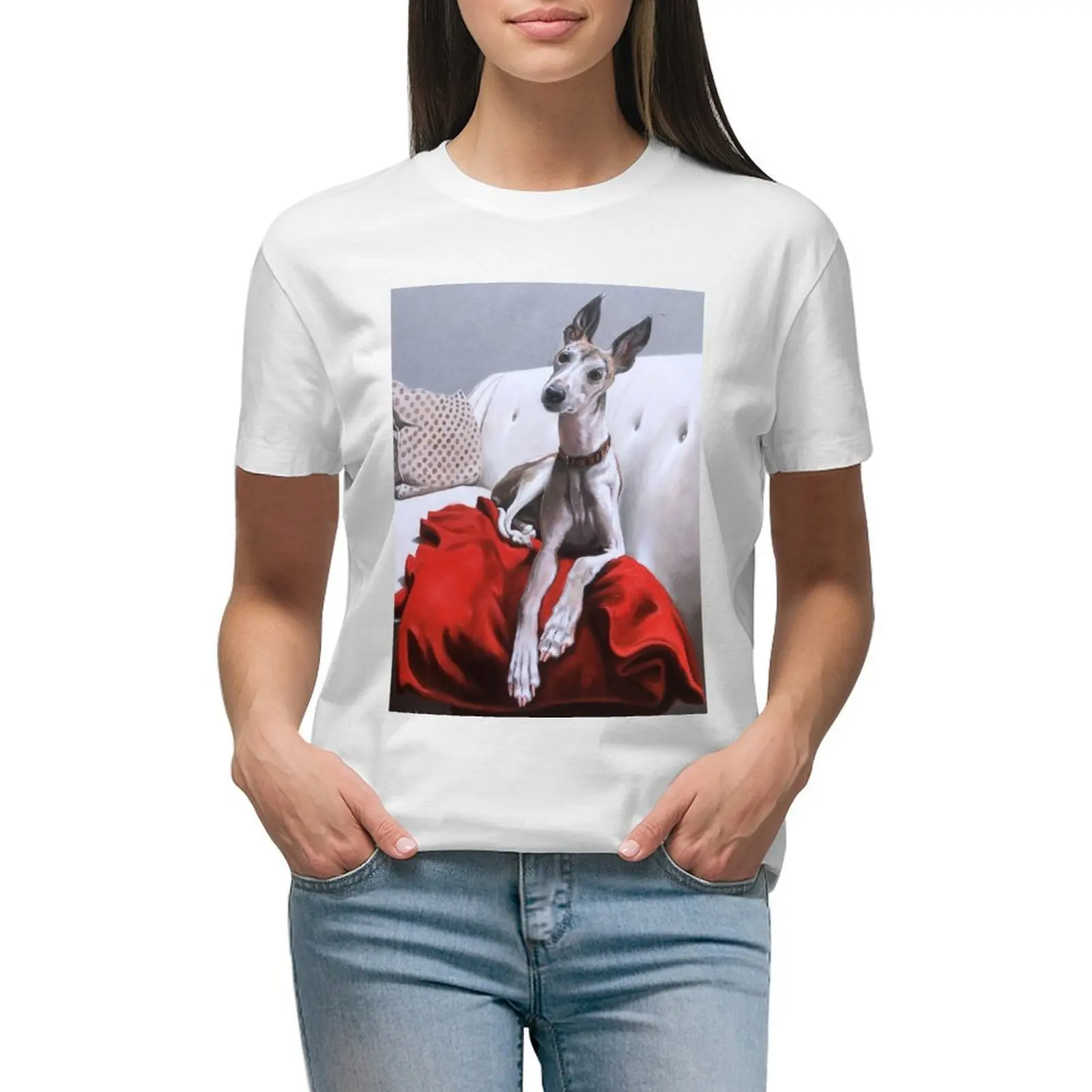 

Greyhound study.. T-shirt hippie clothes summer top rock and roll t shirts for Women