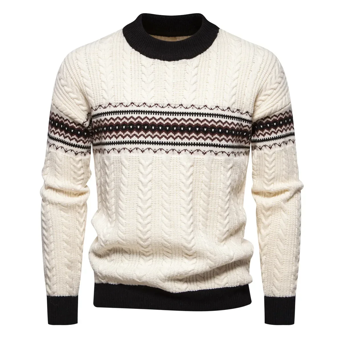 High Quality Mens Trend  Sweater Slim Fit Casual Knitted Turtleneck Pullover Tops