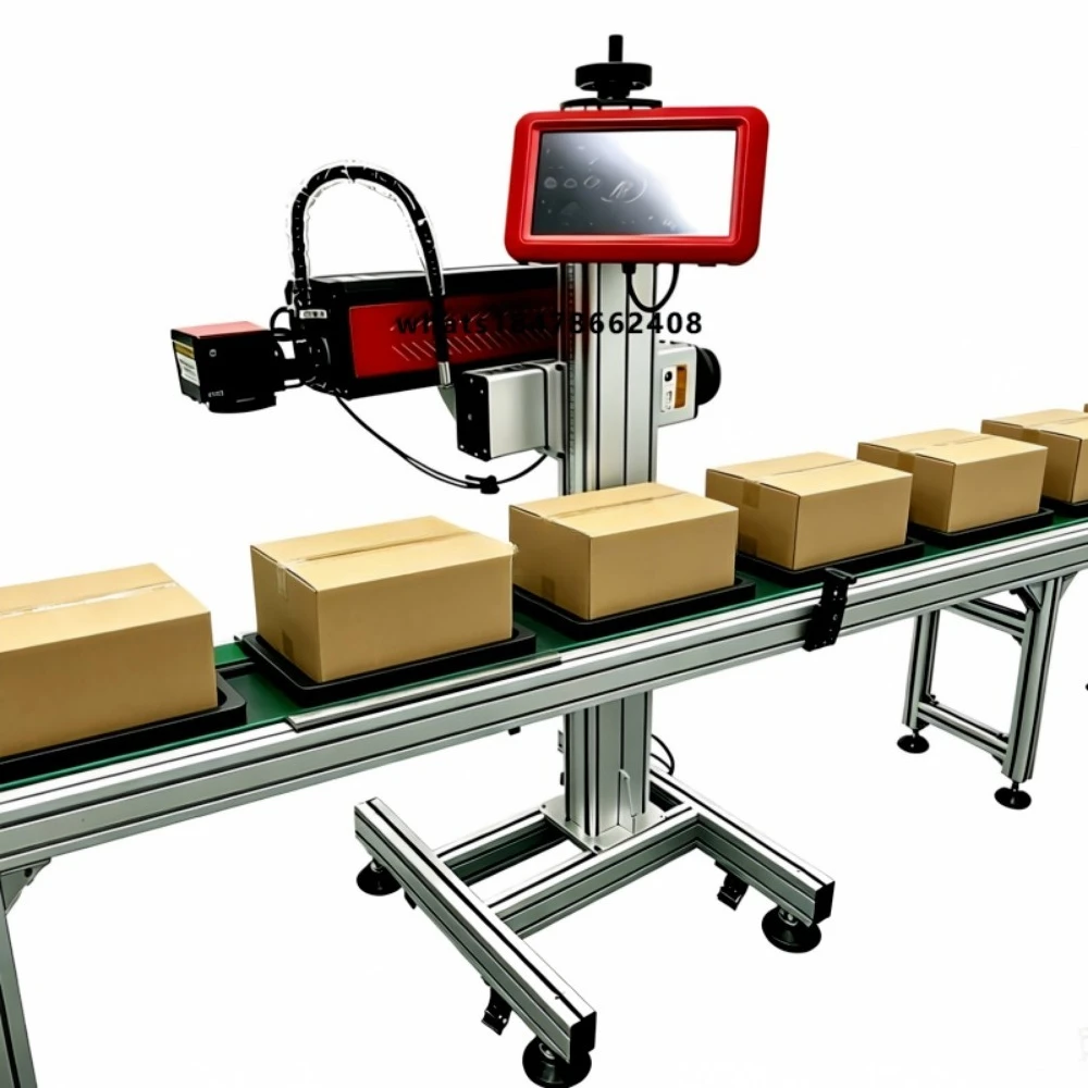 40W CO2 Fiber Online Marking Machine High-Accuracy DXF/PLT/BMP for Food Beverage PET Bottle Carton Cosmetic Tube