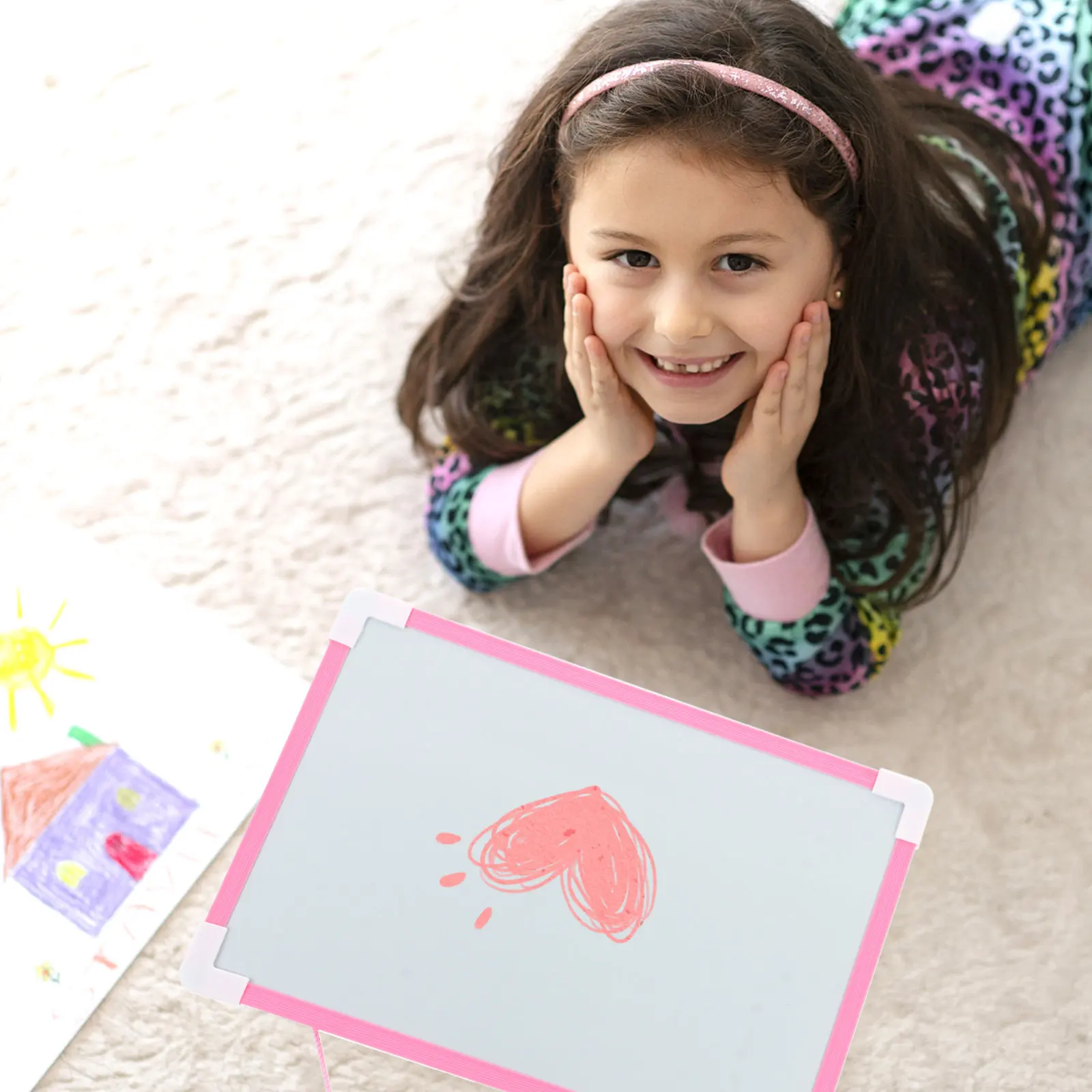 1Set Magnetic Whiteboard Writing Board Hanging Double-Sided Erasable Message Board Pen Magnetic Buckles Educational