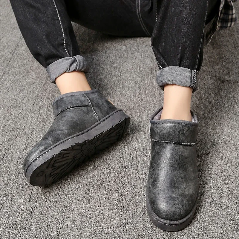 

Vintage Men's Winter Snow Boots 2025 New Large Size Flat Sole Height Increasing Thicken Fleece Lined Warm Anti Slip Waterproof