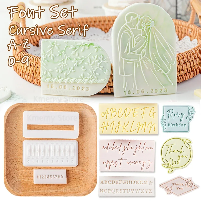 Cursive Serif Font English Letters Numbers Movable Type Set Frame Uppercase Lowercase Alphabet Symbol Fondant Stamp Cake Tools