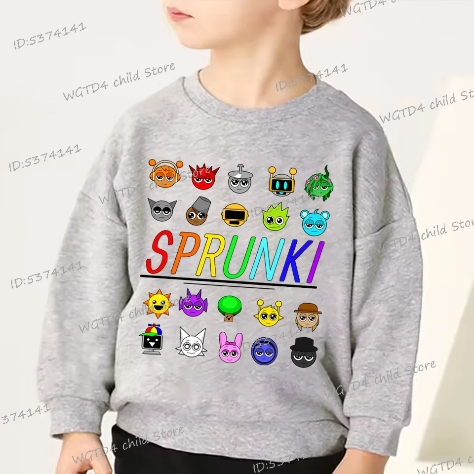 Sprunki Cute Game Figure Print Kids Sweatshirt Cartoon Sprunki Boys Incredibox Long Sleeve Pullover Girls Funny Sprunki Hoodie