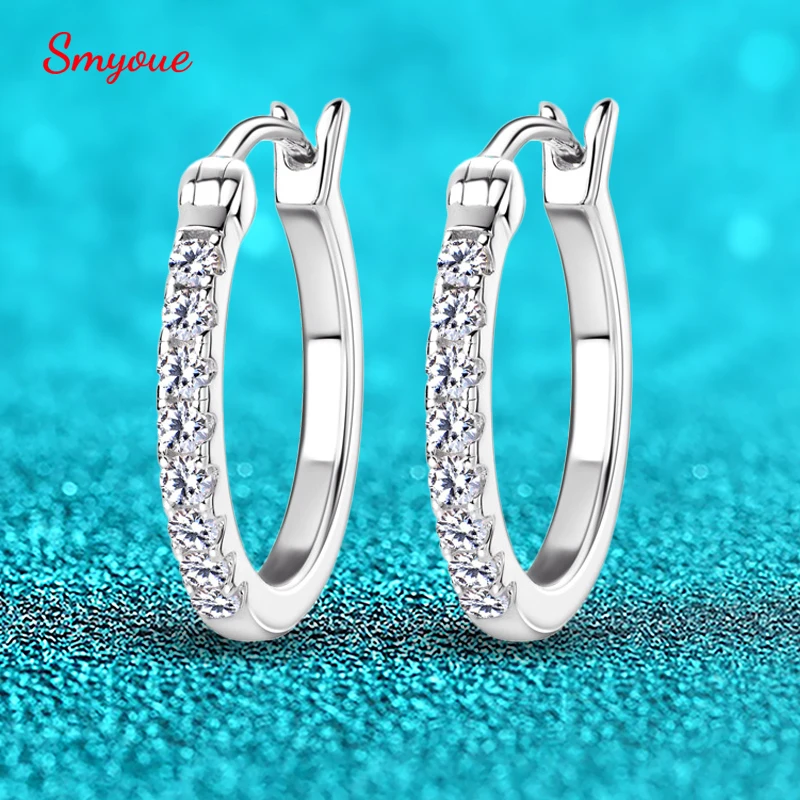 smyoue moissanite hoop brincos para mulheres 100 925 sterling silver d cor espumante casamento joias da noiva atacado 18 mm 01