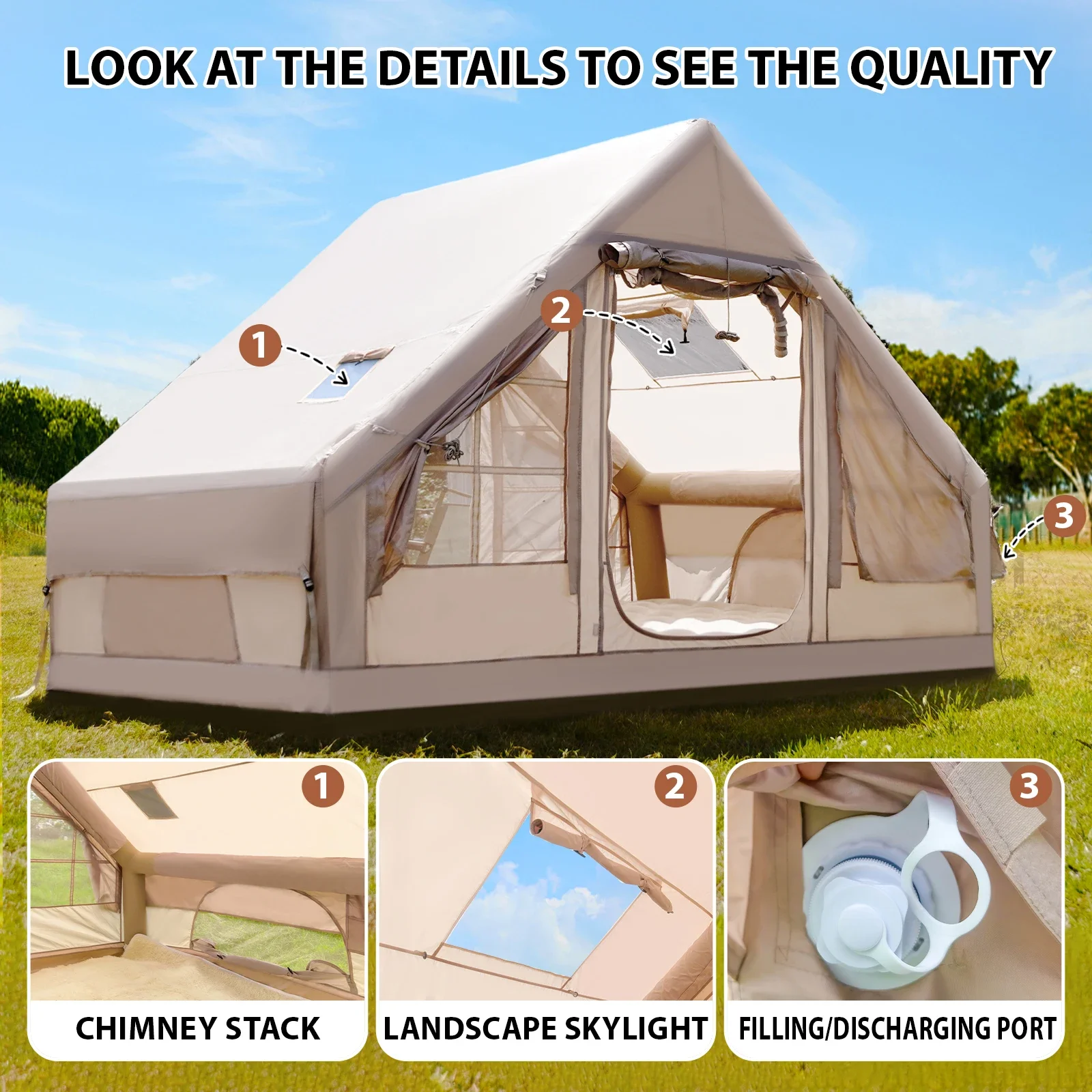 Waterproof Oxford Four-season Inflatable Camping Tent Easy Setup 2 People Portable Hiking Folding Outdoor 6.3sqm