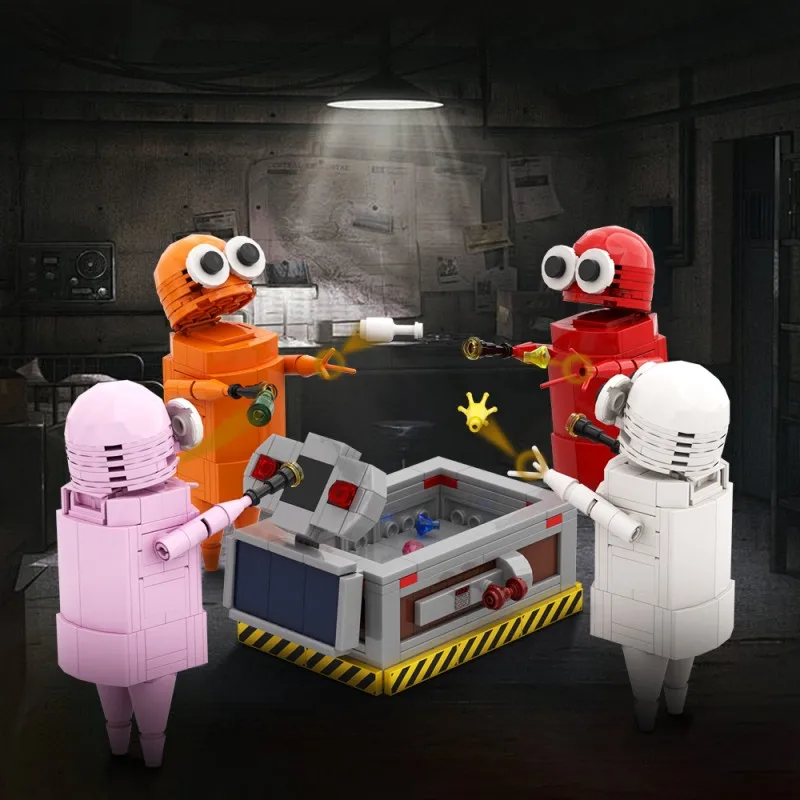 MOC Repo – blocs de Robot de société hantée, figurines de jeu d'horreur multicolores à grands yeux, modèle de jouets à collectionner, cadeau pour adultes et enfants